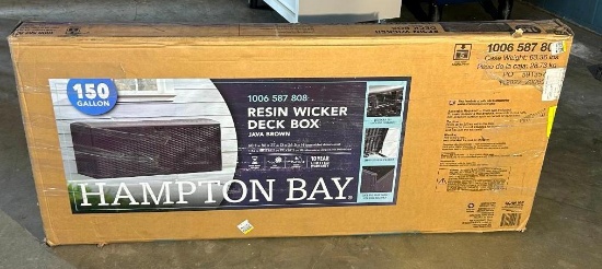 New Hampton Bay Resin Wicker Deck Box, Java Brown, 60in x 27in x 26in, Shipping Wt. 63.36lbs