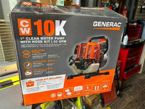 Generac CW10K, 1in Clean Water Pump w/ Hose Kit, 30GPM, Clean