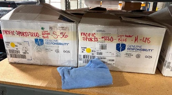 2 Boxes of T-Shirt Blanks, 56-S, 58-M - PACIFIC SPORTS #1260 LIGHT HEATHER BLUE