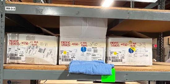 3 Boxes of T-Shirt Blanks, 61-XL, 122-XXL PACIFIC SPORTS #1260 LIGHT HEATHER BLUE