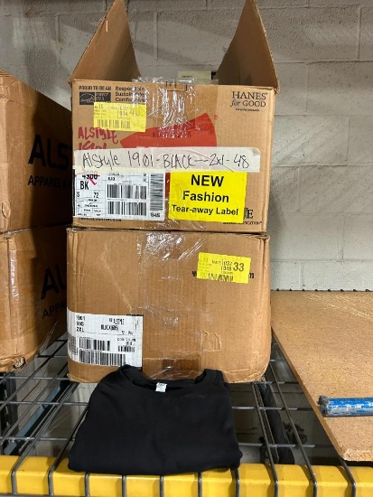 2 CASES, 1 FULL, BLACK, ALSTYLE 1901, 120 TOTAL SHIRTS, XXL