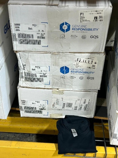 3 NEW CASES, GILDAN 5000 BLACK, 108 TOTAL - XXXL (3XL)
