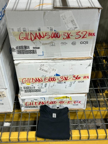 3 Boxes of T-Shirt Blanks, GILDAN 5000 BLACK, 68-XXXL (3XL), 10-XXXXL (4XL)