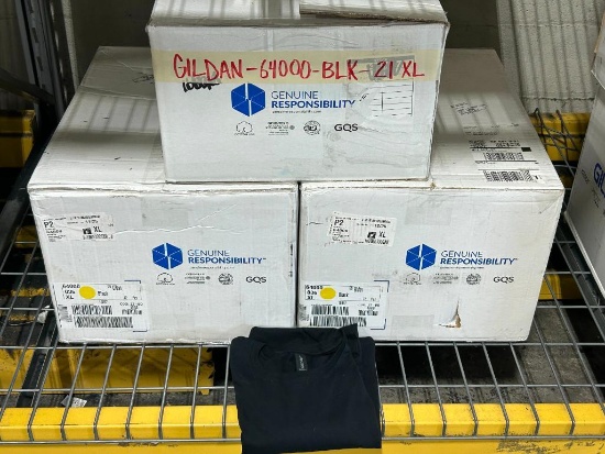 3 NEW CASES, GILDAN 64000 BLACK, 93-XL