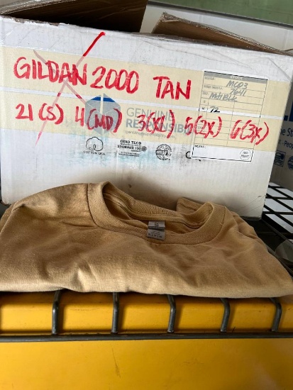 Box of T-Shirt Blanks, 21-S, 4-M, 3-XL, 5-XXL, 6-XXXL, Tan, Gildan 2000