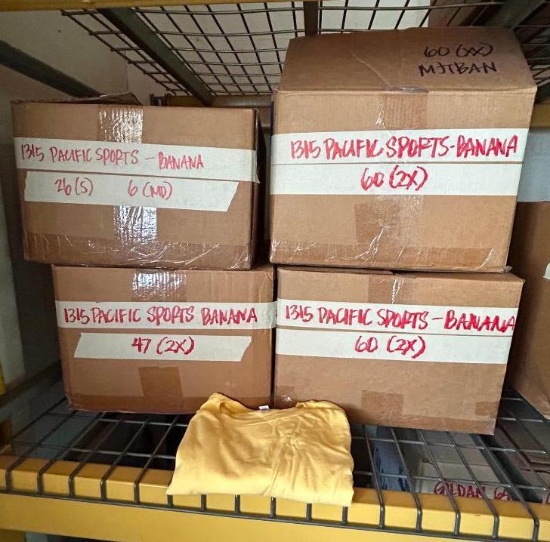 4 Boxes of T-Shirt Blanks, 1315 Pacific Sports, Banana, 26-S, 167-XXL