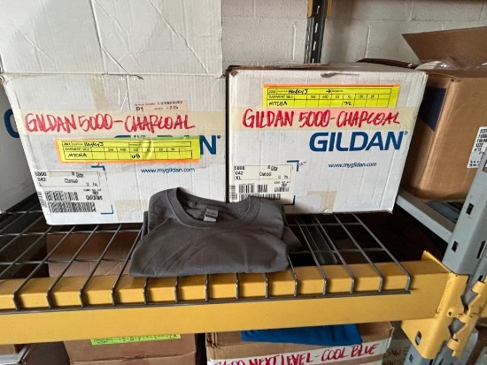 2 Boxes of T-Shirt Blanks, GILDAN 5000, CHARCOAL, 68-L, 72-XL