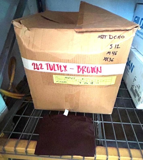 Box of T-Shirt Blanks - 12-S, 46-M, 36-XXL, 202 Tultex - Brown