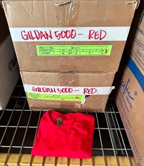 2 Boxes of T-Shirt Blanks, GILDAN 64000, RED, 32-M, 33-XL