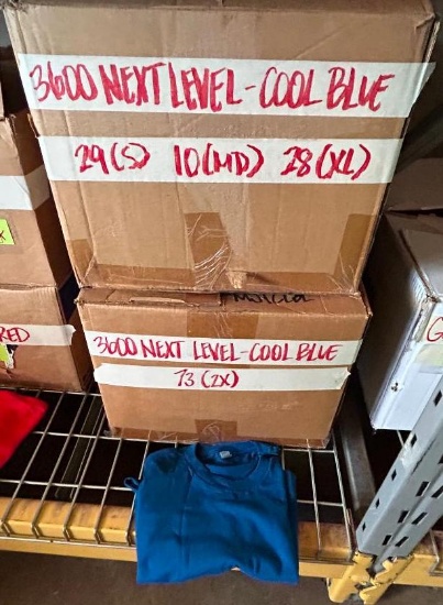 2 Boxes of T-Shirt Blanks, 3600 Next Level, Cool Blue, 29-S, 10-M, 28-XL, 73-XXL