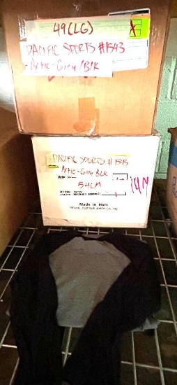 2 Boxes of T-Shirt Blanks, Pacific Sports, Color Artic Grey/Black, No. 1543, 49-L, 54-M