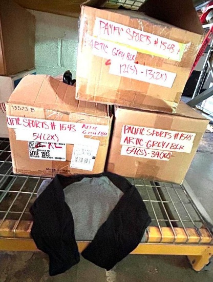 3 Boxes of T-Shirt Blanks, Pacific Sports No. 1543, Arctic Grey/Black, 66-S, 39-XL, 67-XXL