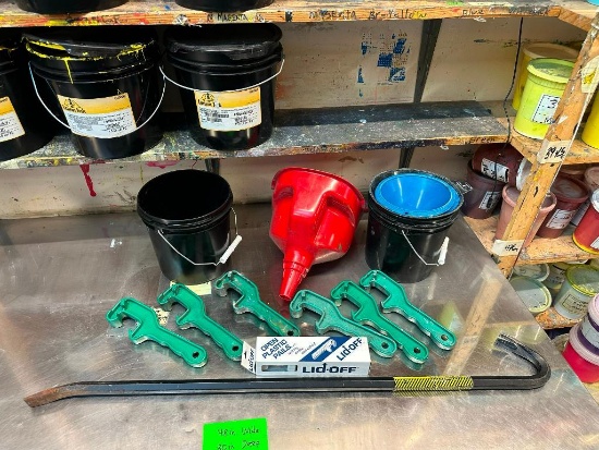 Funnels, Buckets, Lid Openers, Crowbar