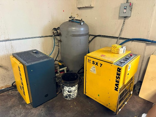 Kaeser SX7 Rotary Screw Air Compressor, Kaeser TA 8 Refrigeration Dryer, Manchester 80 Gallon Air