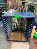 Repurposed Sheet Pan Rack, Painted, Used for Holding Material