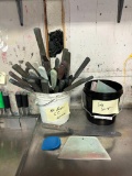 Bucket of Ink Scrapers and All-Purpose Stainless Steel Spatulas
