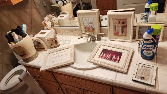 Bathroom Pictures, Cleaning Supplies & Toothpaste Holder