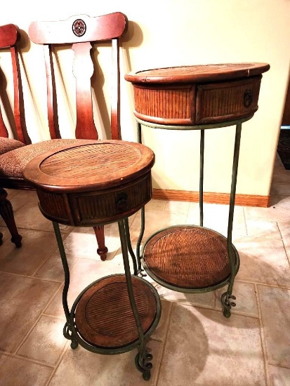 Two Small Wicker Plant Stands