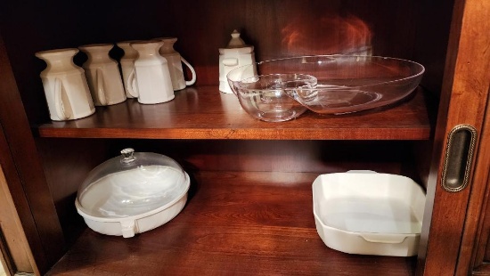 White Stoneware China Set In The Hutch Lower Level