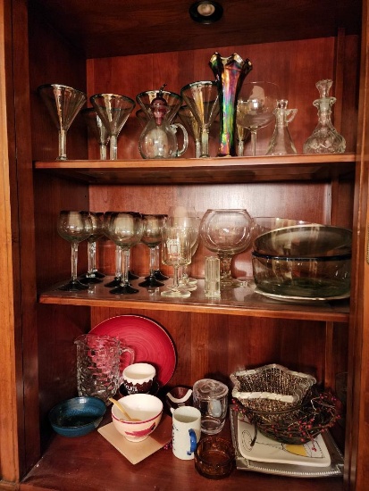 Entire Contents of Upper Hutch Stemware & Other Glass Pieces