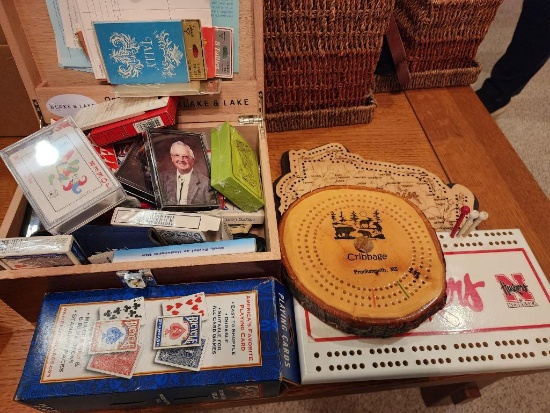Box of Playing Cards & Box of Cribbage Boards