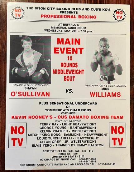 Original Onsite Poster Cus Damato Boxing Team, Cus's KO's 8 Fight Pro Card, Kevin Rooney 24in x 18in