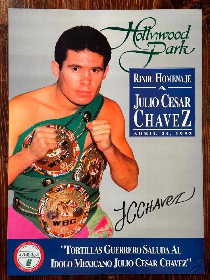 Julio Cesar Chavez Signed 1993 Promotional Poster, SIGNED by Chavez