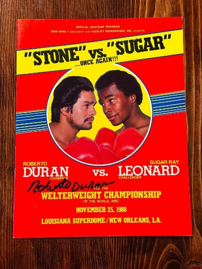 Sugar Ray Leonard vs Roberto Duran II Fight Program SIGNED by Duran