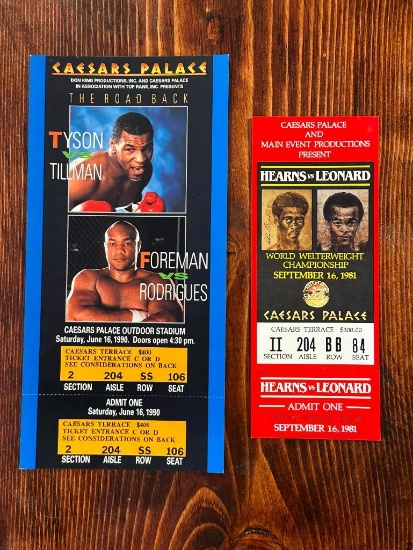 Authentic Full Tickets: Mike Tyson vs Tillman, George Foreman vs Rodrigues & Hearns vs Leonard 1981