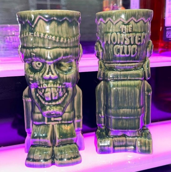 Lot of 2 Tiki Farm Monfra - Monster Club Frankenstein Tiki Mug/Glass #10 Green