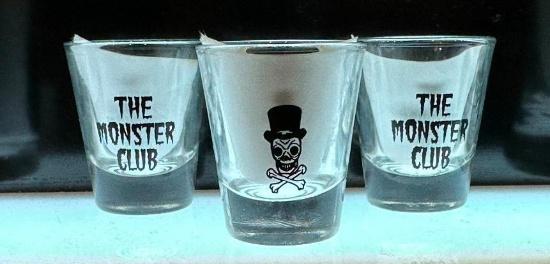 Lot of 3 Monster Club Logo Shot Glasses