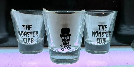 Lot of 3 Monster Club Logo Shot Glasses