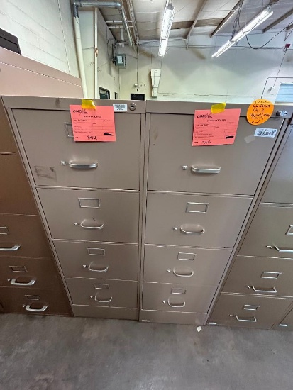 (2) 4-Drawer Metal File Cabinets, No Key