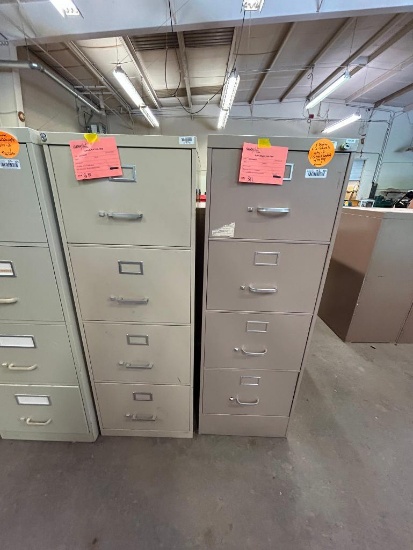 (2) 4-Drawer Metal File Cabinets, No Key - One is Locked