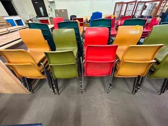 (20) American Seating Plastic School Chairs in 3 Colors