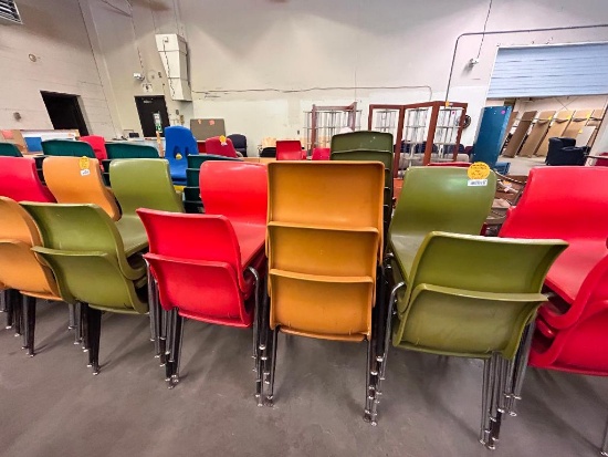 (21) American Seating Plastic School Chairs in 3 Colors