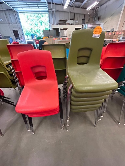(10) Plastic School Chairs in 2 Colors, Medium