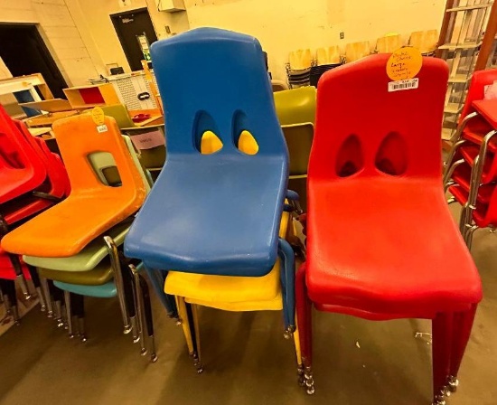 (10) Plastic School Chairs, Assorted Colors