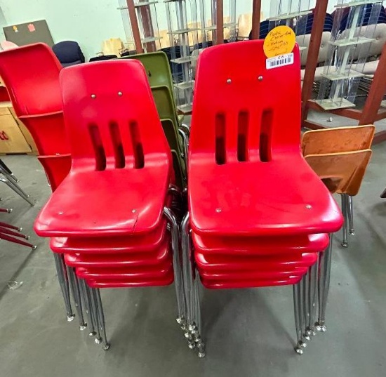 (10) Plastic School Chairs in Red, Medium