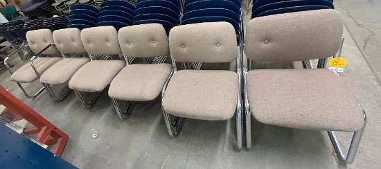(6) Padded Chairs, One has Armrests, in Beige