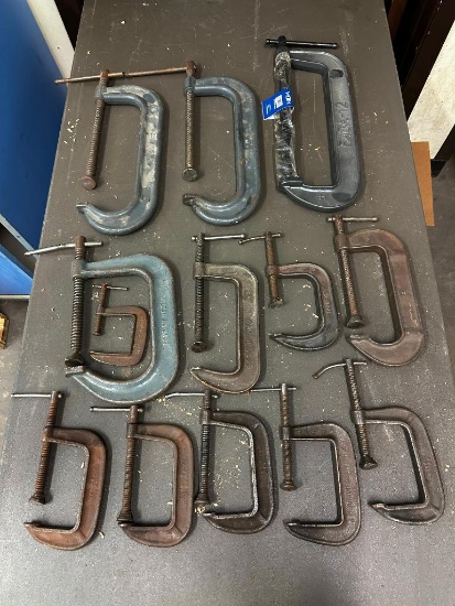 Lot of 12 Assorted C Clamps