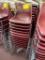 (12) Burgundy Plastic Scoop Seat Metal Sled Leg Chairs 19