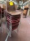 (12) Burgundy Plastic Scoop Seat Metal Sled Leg Chairs 19