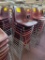 (12) Burgundy Plastic Scoop Seat Metal Sled Leg Chairs 19