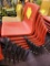 (6) Red Plastic Seat Metal Leg Chairs 17