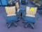 (3) Padded Seat Wood Chairs on Wheels w/ Arms 16