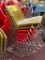 (10) Green & Red Plastic Seat Metal Sled Leg Chairs