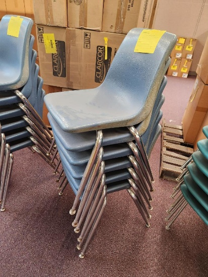 (6) Light Blue Plastic Scoop Seat Chairs 18"