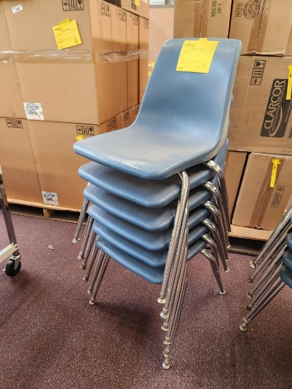 (6) Light Blue Plastic Scoop Seat Chairs 18"