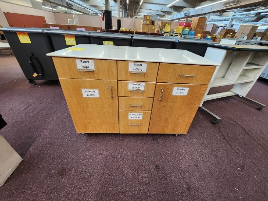 Rolling Cabinet w/ Drawers & Shelves 50" x 26" x 35"